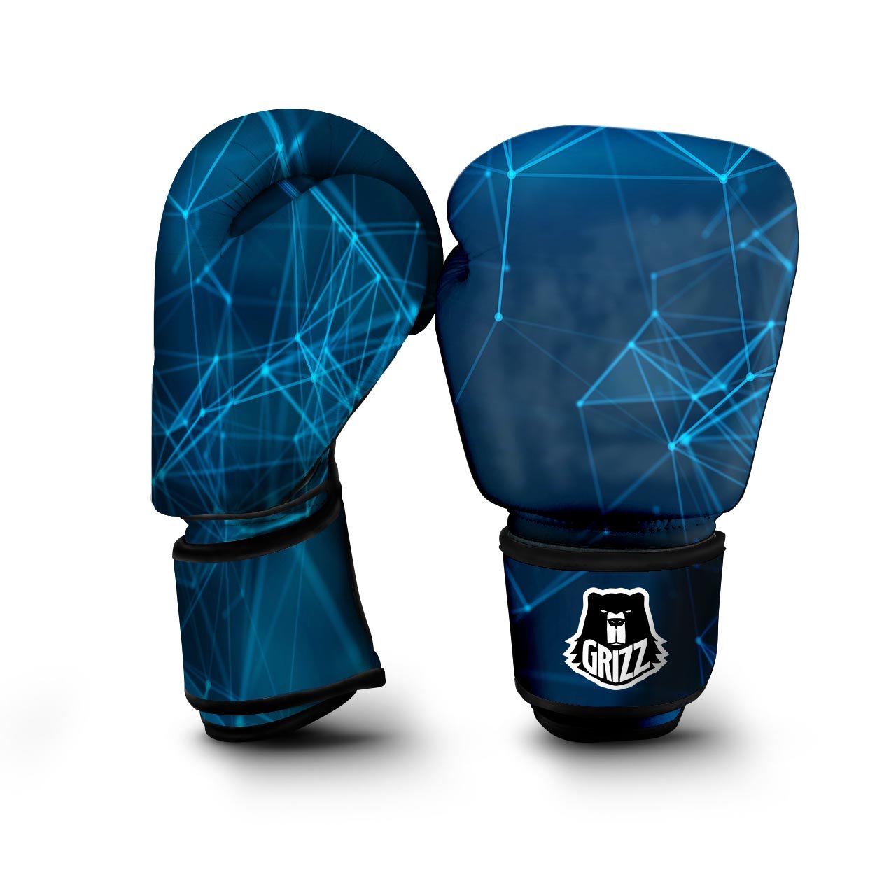 Dot Geometric Teal Polygonal Print Boxing Gloves-grizzshop