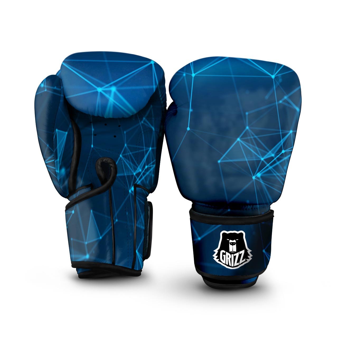 Dot Geometric Teal Polygonal Print Boxing Gloves-grizzshop