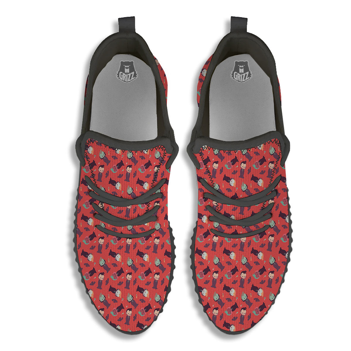 Dracula Cartoon Print Pattern Black Walking Shoes-grizzshop