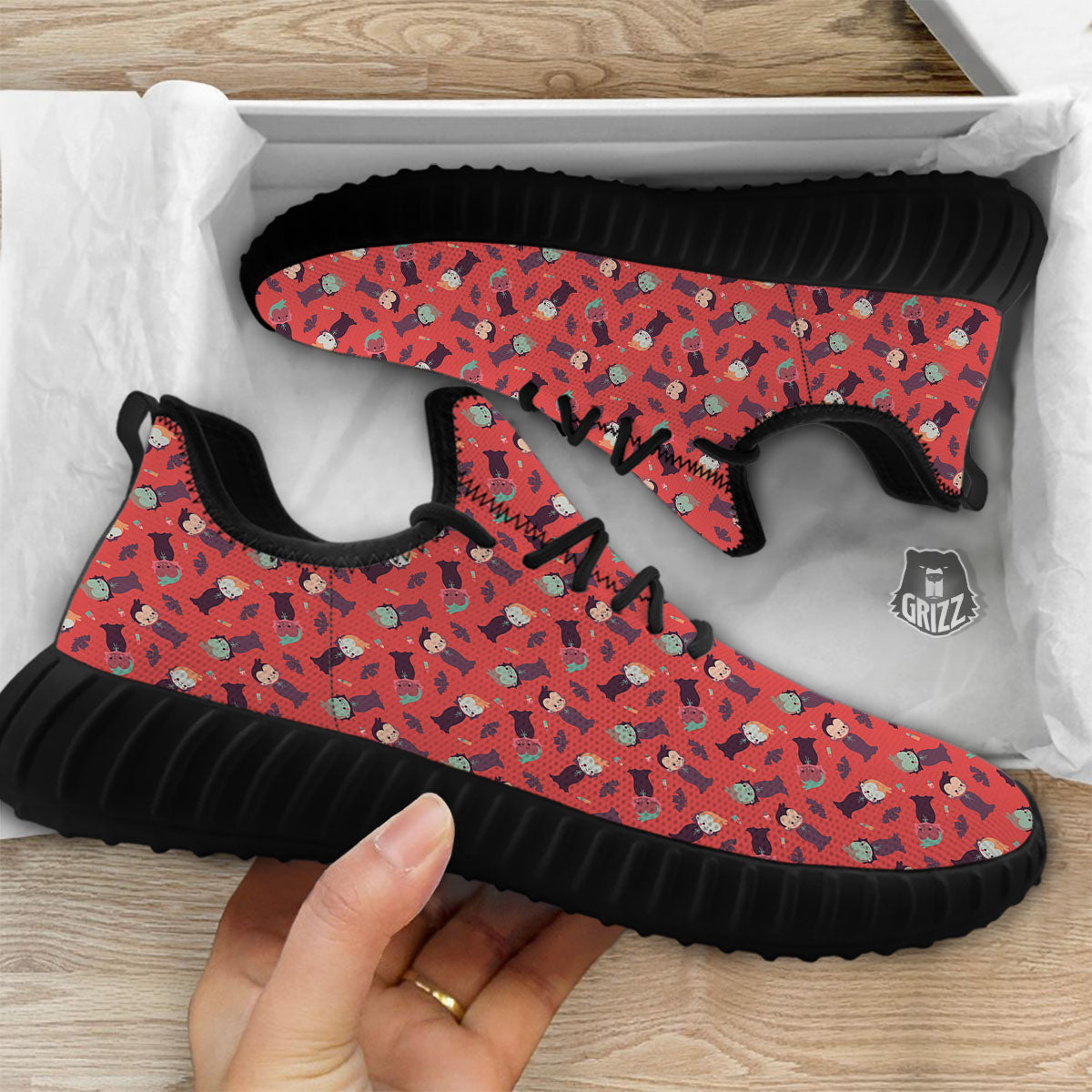 Dracula Cartoon Print Pattern Black Walking Shoes-grizzshop