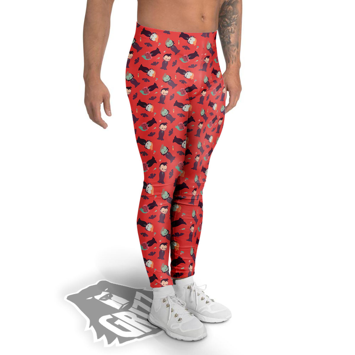 Dracula Cartoon Print Pattern Men's Leggings-grizzshop