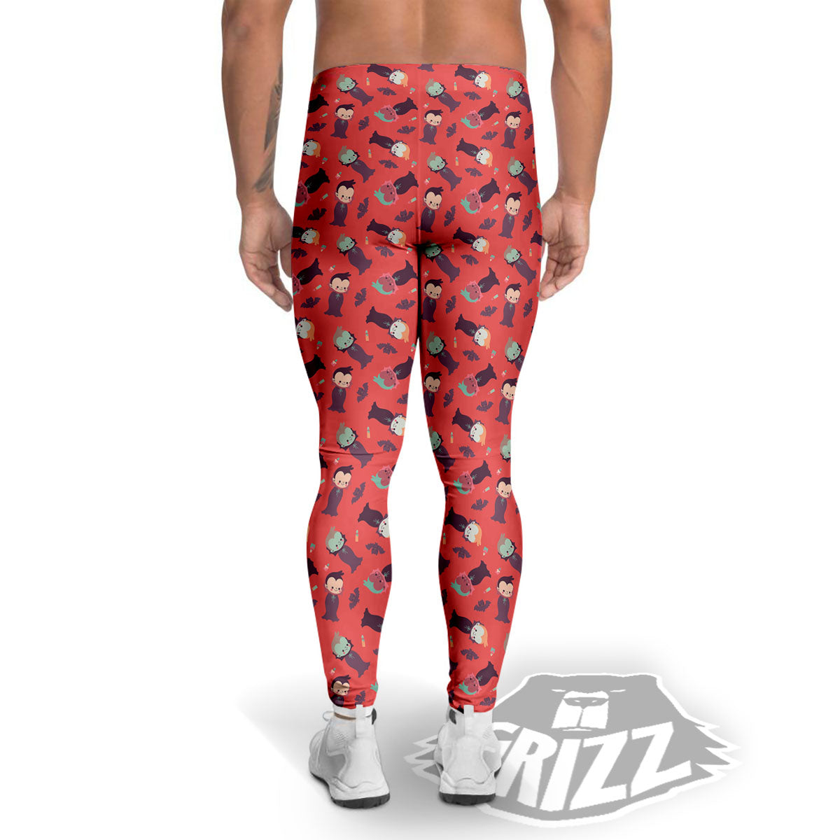 Dracula Cartoon Print Pattern Men's Leggings-grizzshop