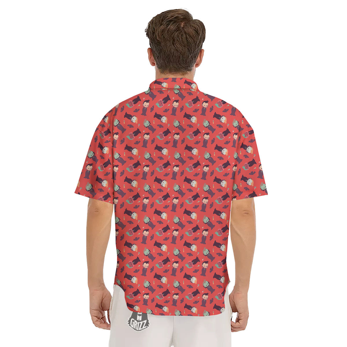 Dracula Cartoon Print Pattern Men's Short Sleeve Shirts-grizzshop