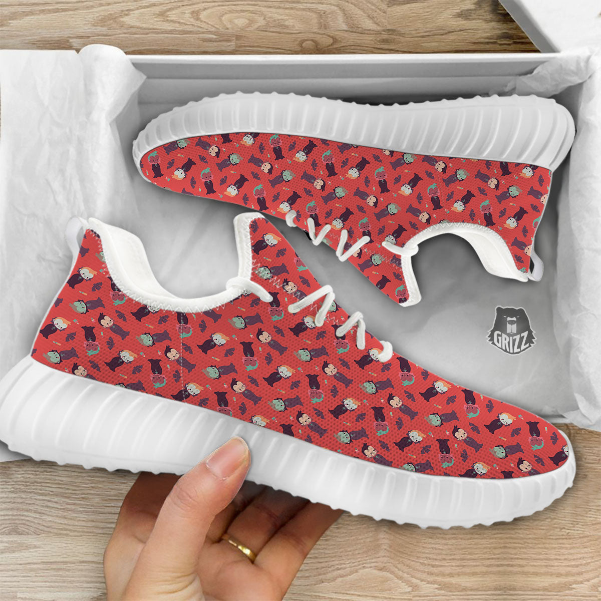 Dracula Cartoon Print Pattern White Walking Shoes-grizzshop
