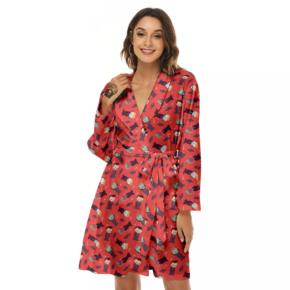 Dracula Cartoon Print Pattern Women's Robe-grizzshop