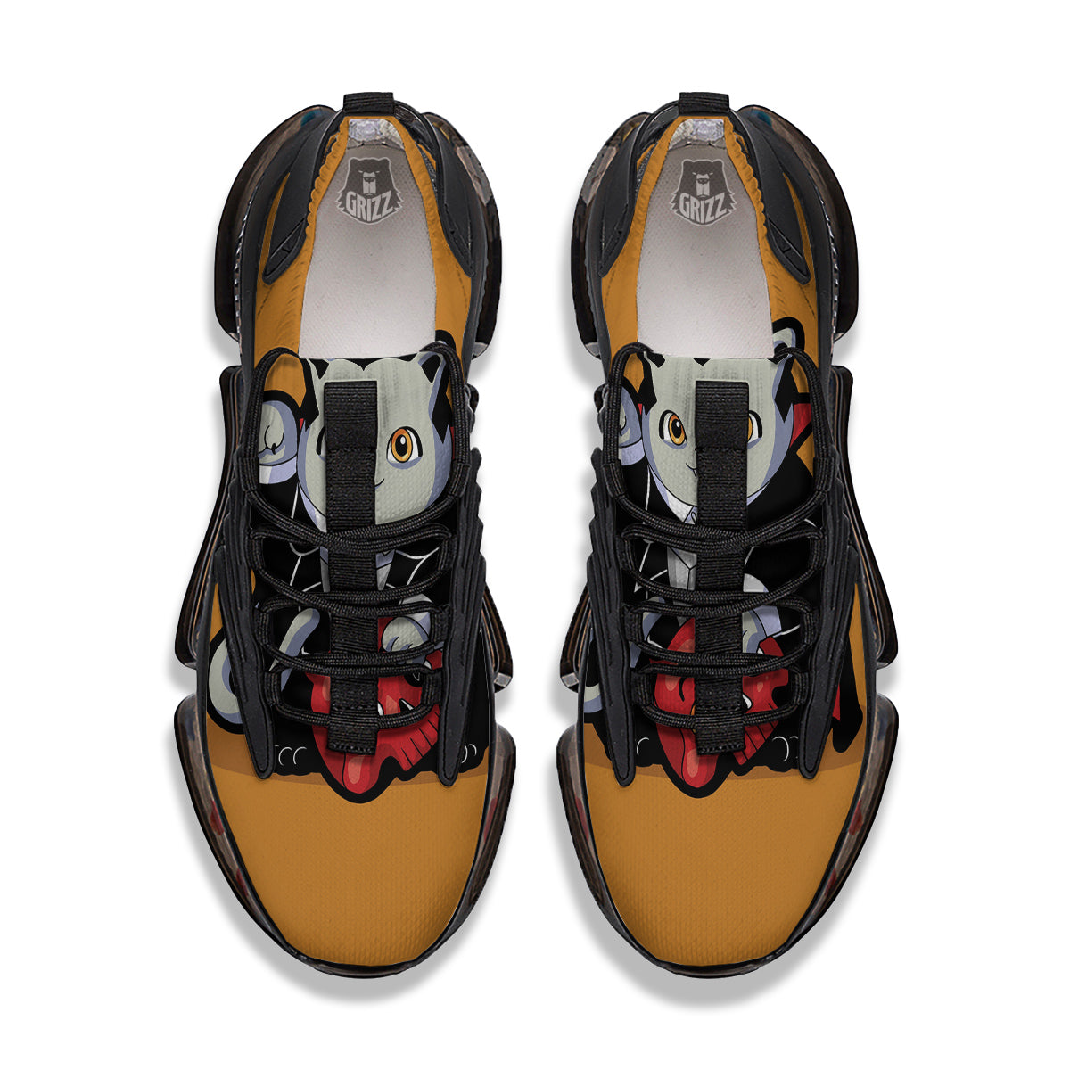 Dracula Cute Cat Print Black Gym Shoes-grizzshop