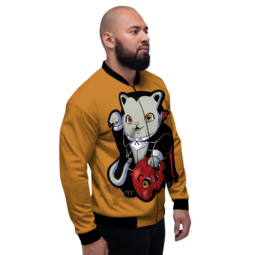 Dracula Cute Cat Print Men's Bomber Jacket-grizzshop