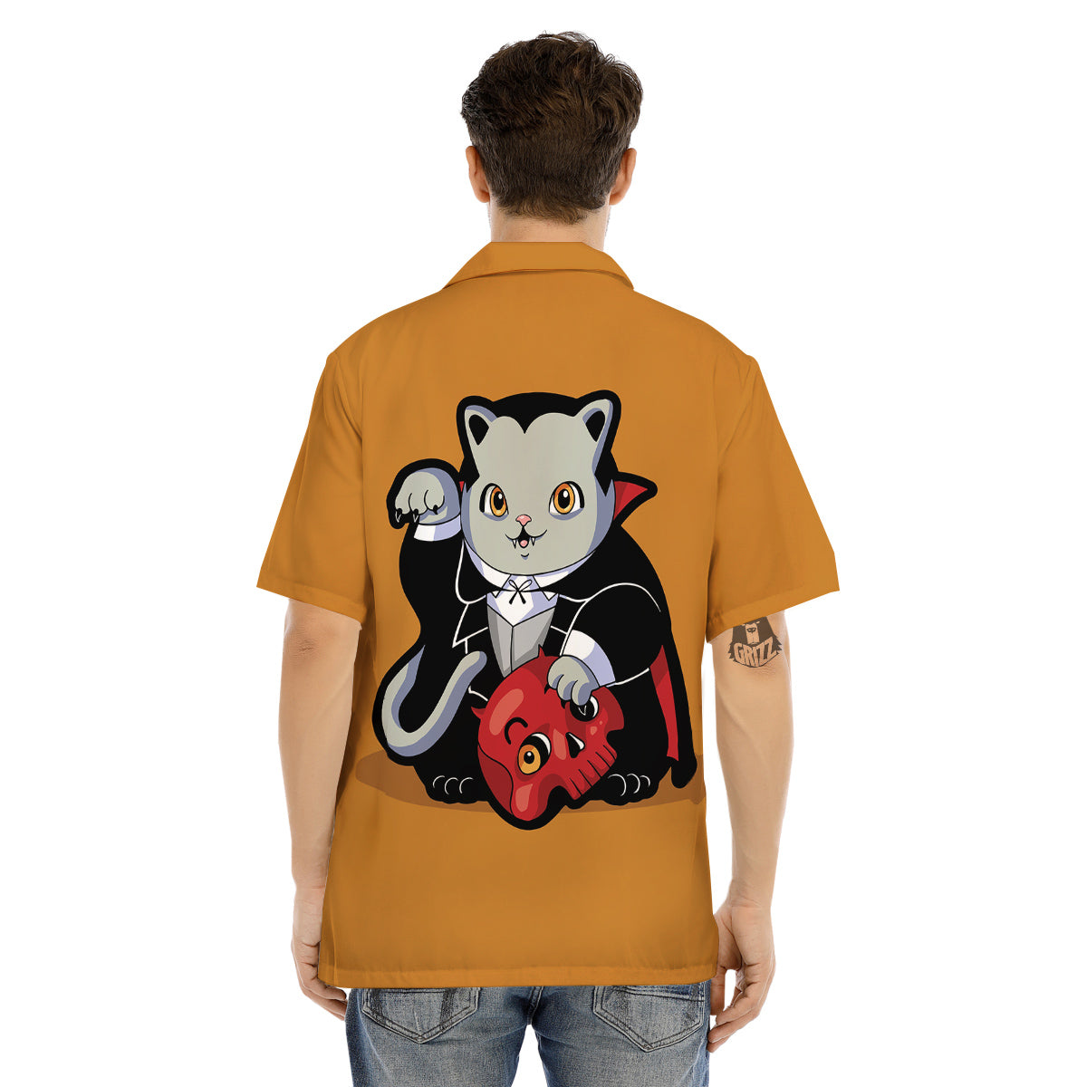 Dracula Cute Cat Print Men's Hawaiian Shirt-grizzshop
