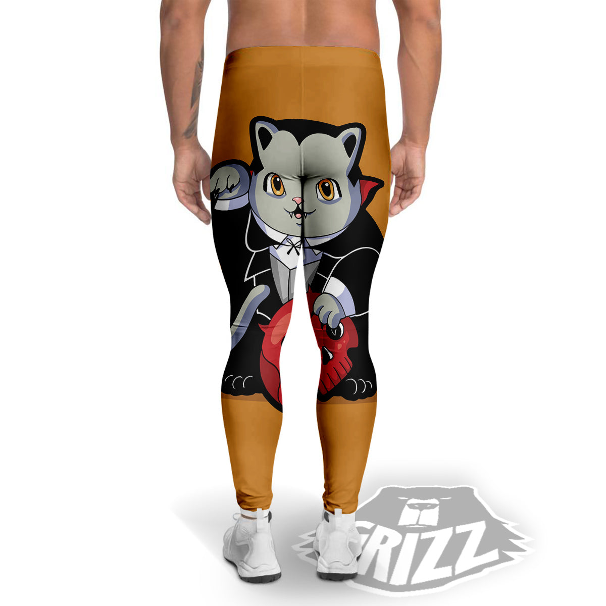 Dracula Cute Cat Print Men's Leggings-grizzshop