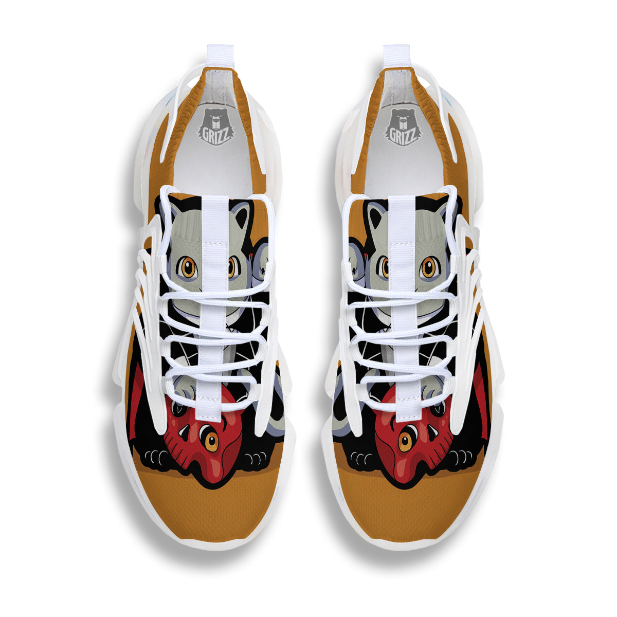 Dracula Cute Cat Print White Gym Shoes-grizzshop