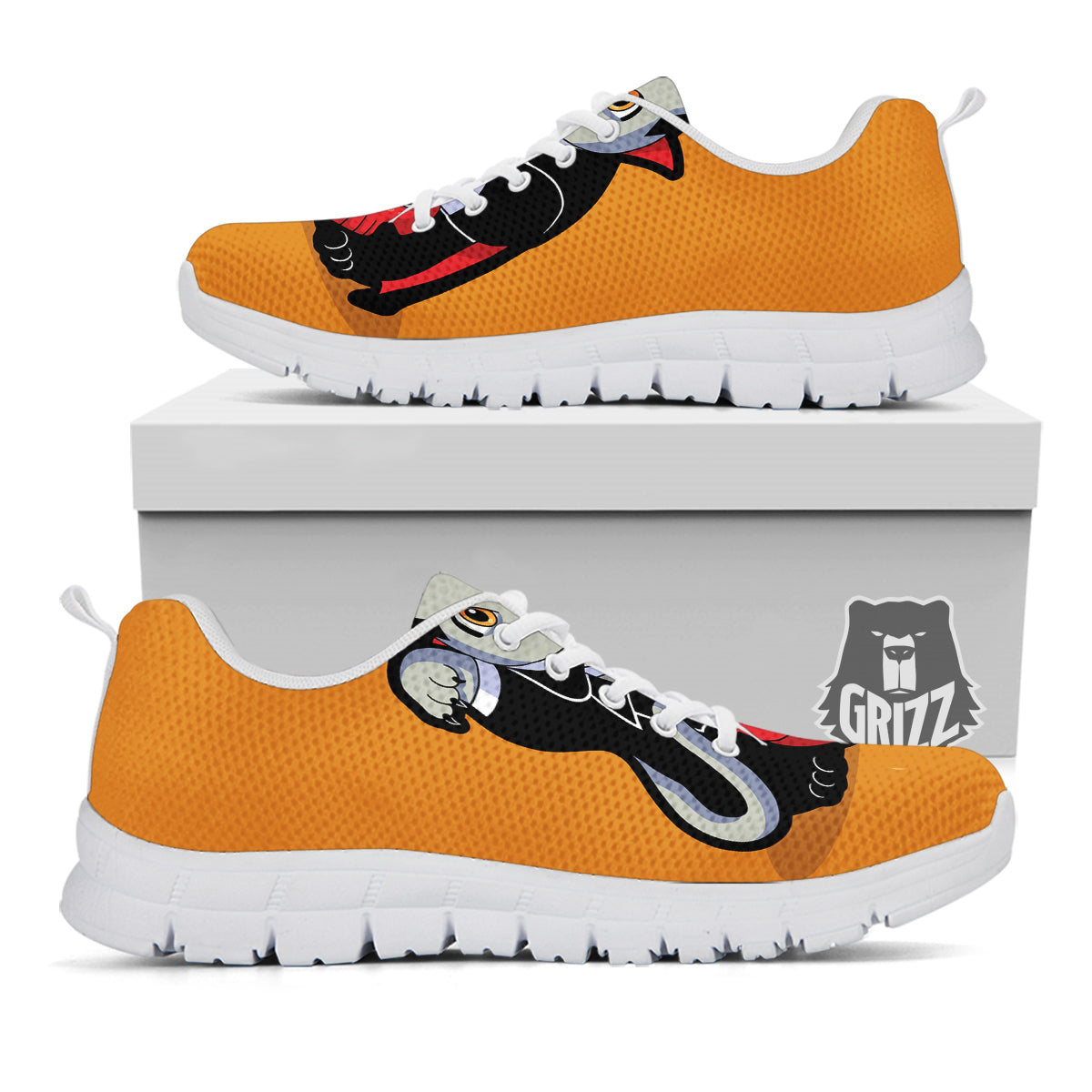 Dracula Cute Cat Print White Sneaker-grizzshop