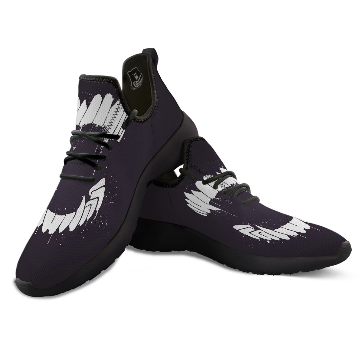Dracula Fang Print Black Athletic Shoes-grizzshop