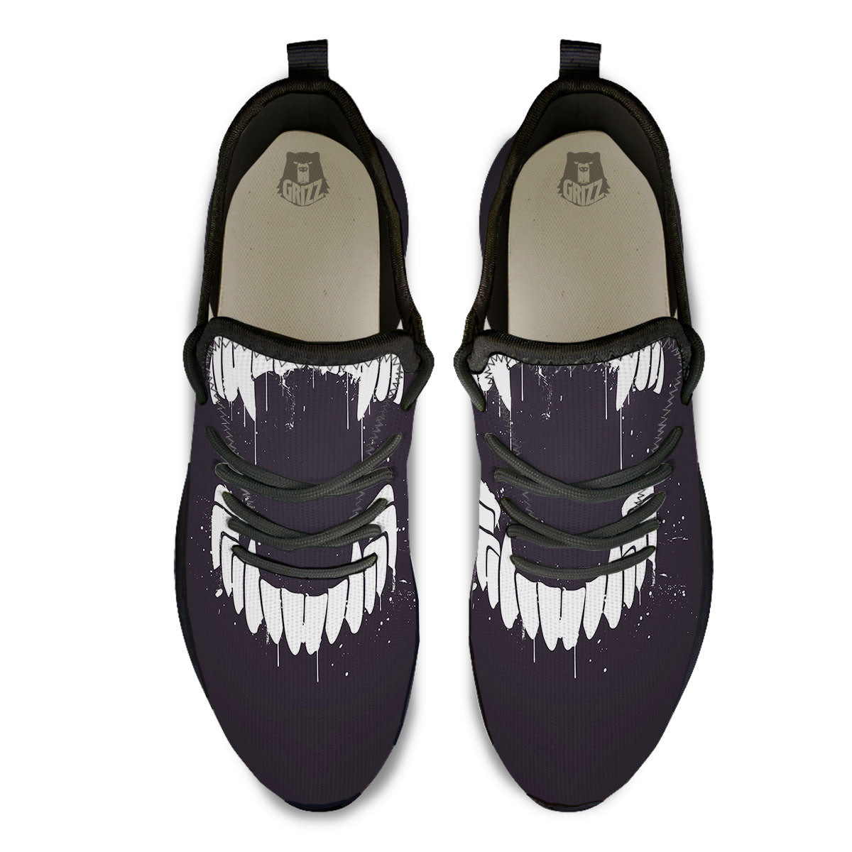 Dracula Fang Print Black Athletic Shoes-grizzshop