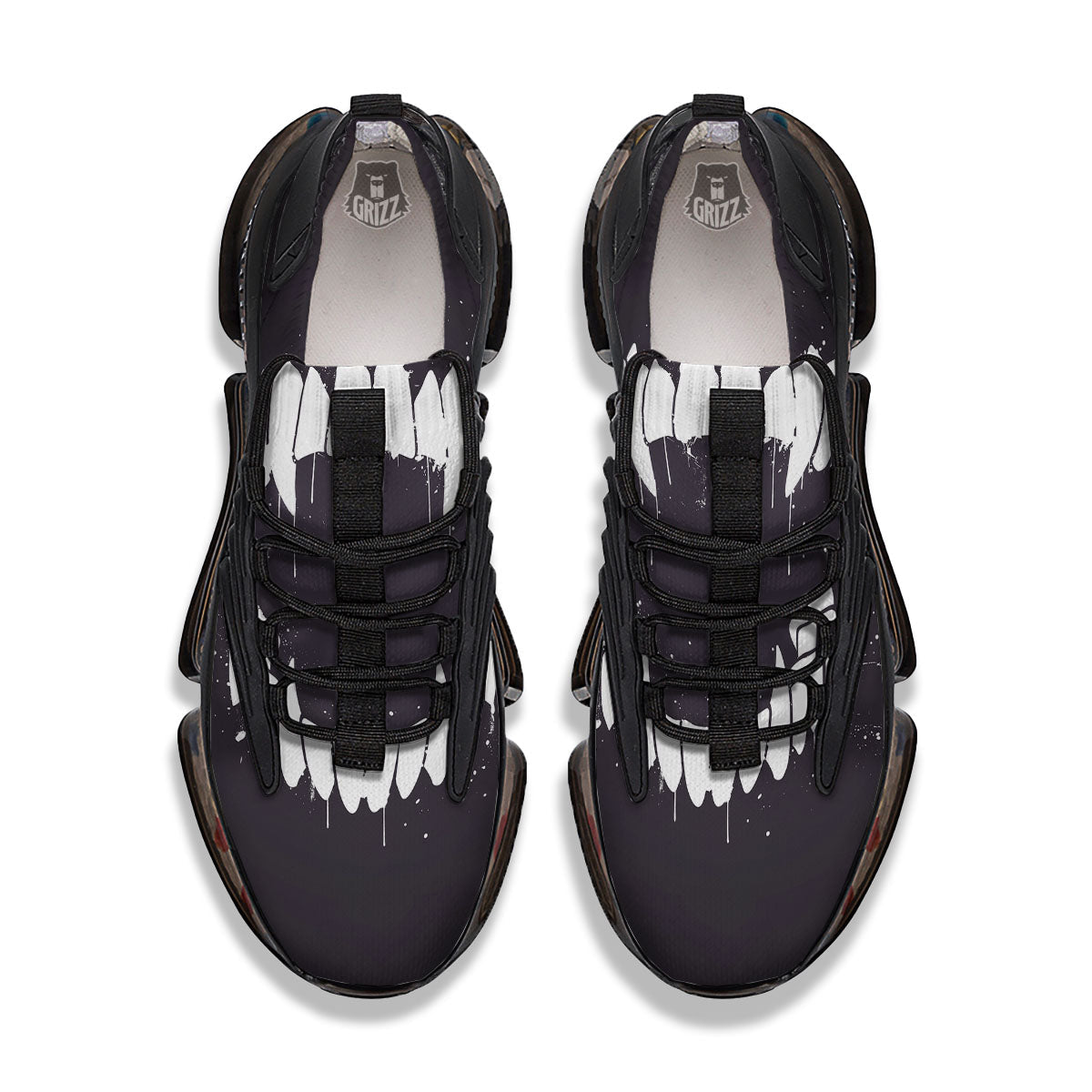 Dracula Fang Print Black Gym Shoes-grizzshop