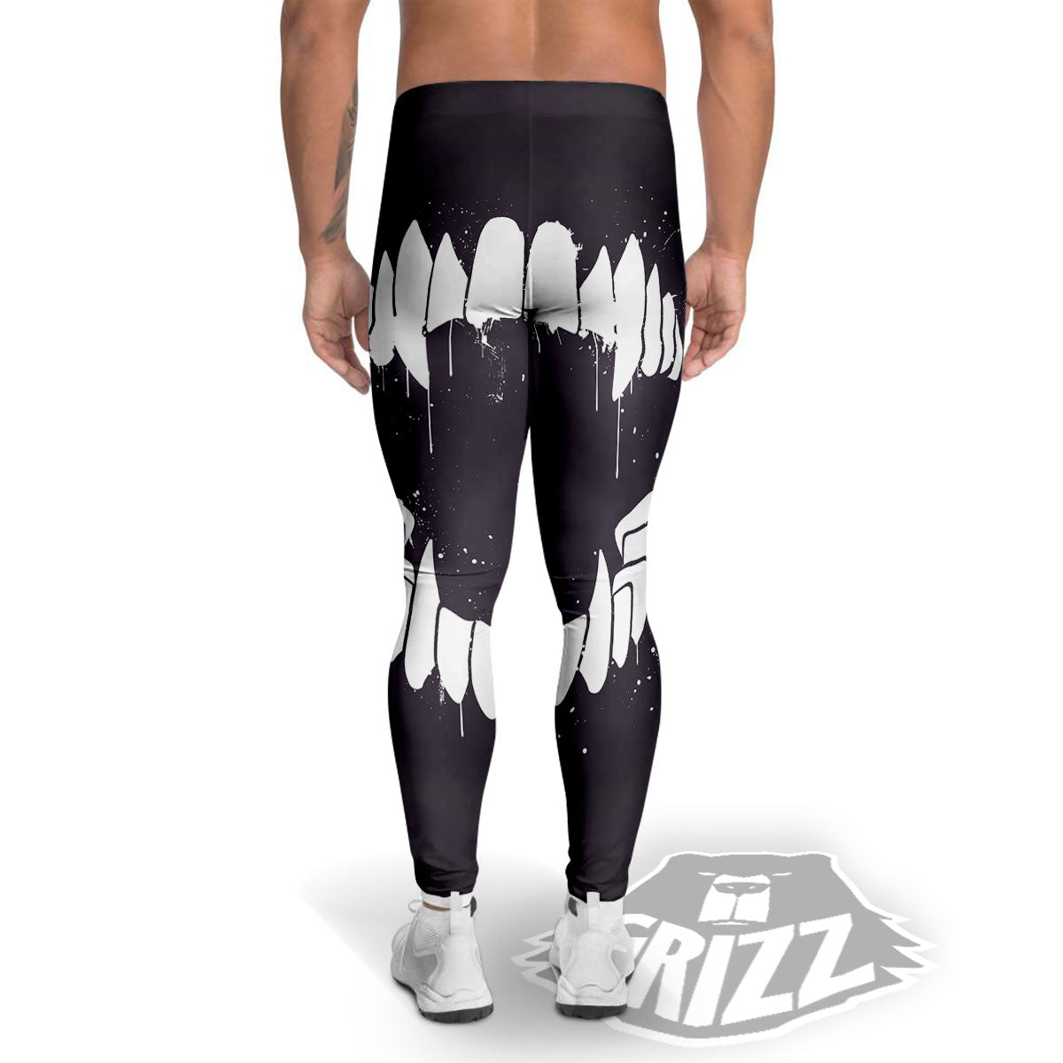 Dracula Fang Print Men's Leggings-grizzshop