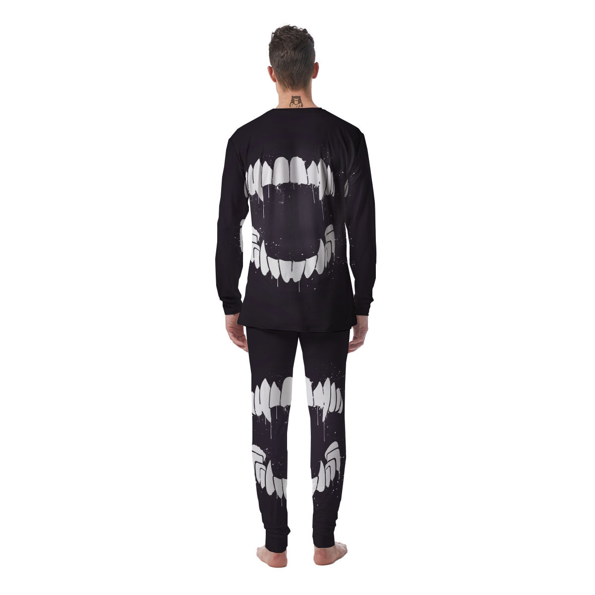 Dracula Fang Print Men's Pajamas-grizzshop
