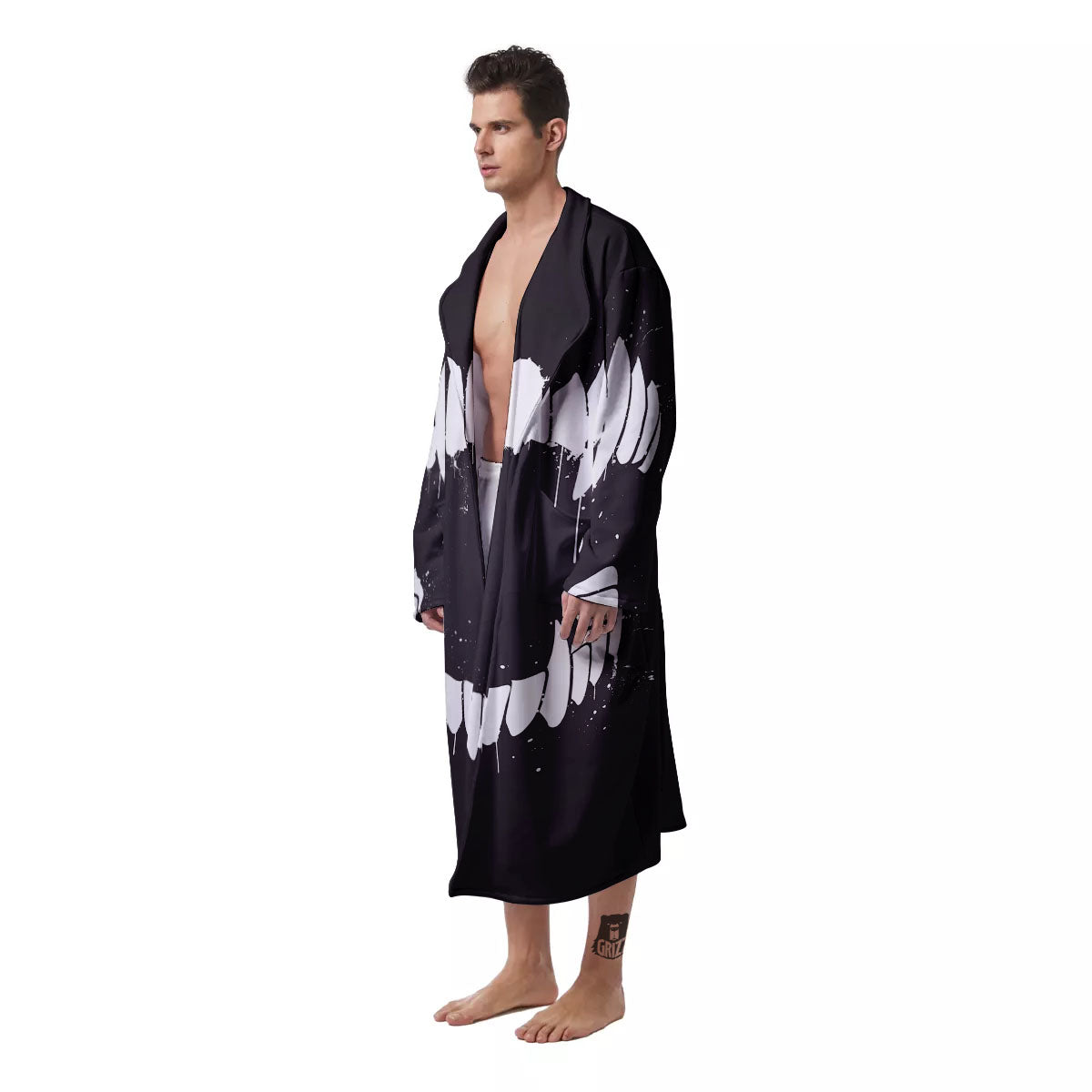 Dracula Fang Print Men's Robe-grizzshop