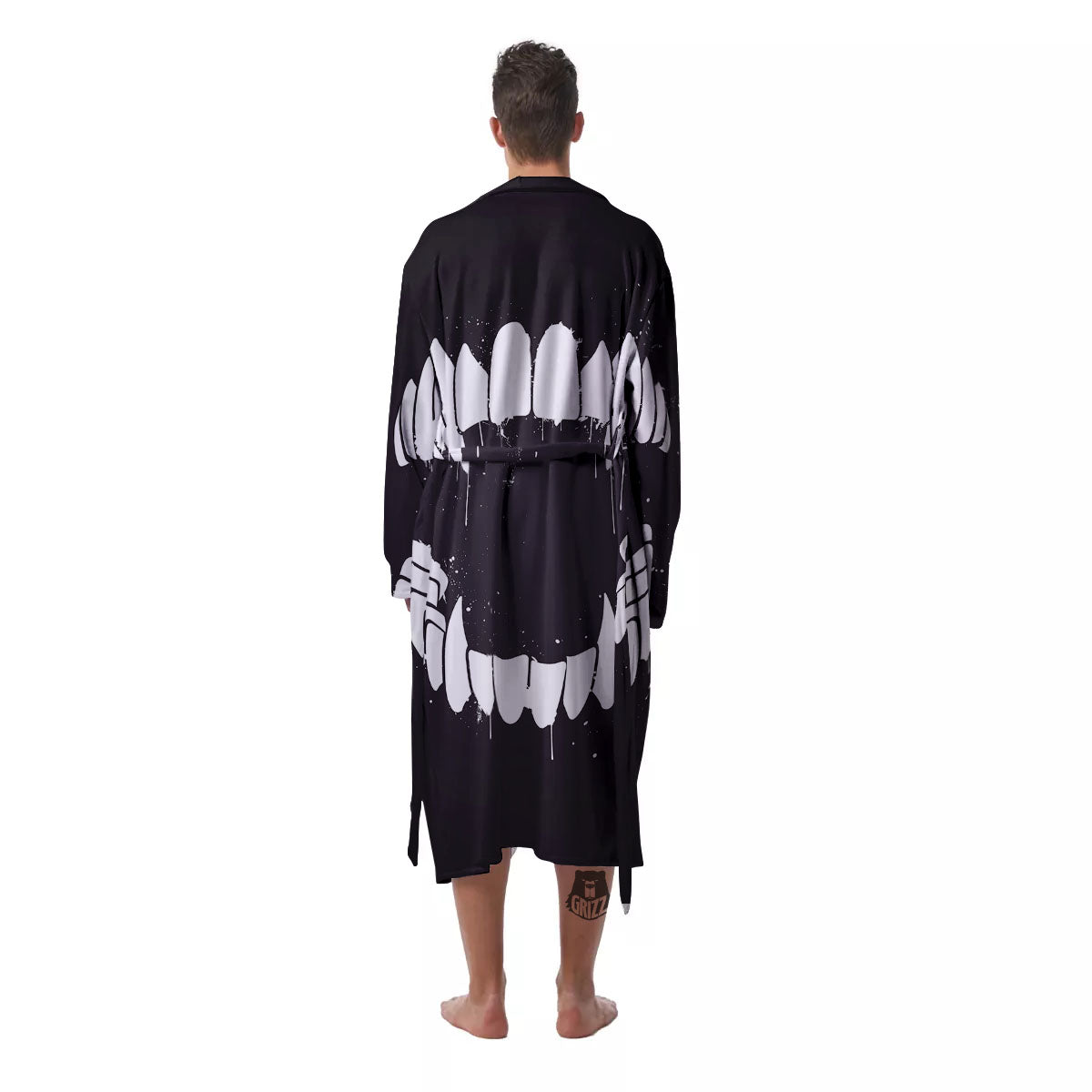 Dracula Fang Print Men's Robe-grizzshop