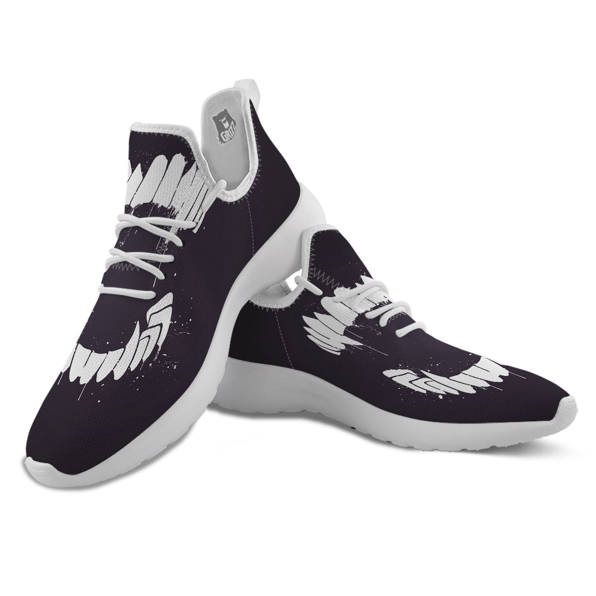 Dracula Fang Print White Athletic Shoes-grizzshop