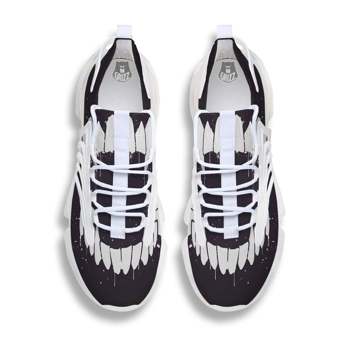 Dracula Fang Print White Gym Shoes-grizzshop