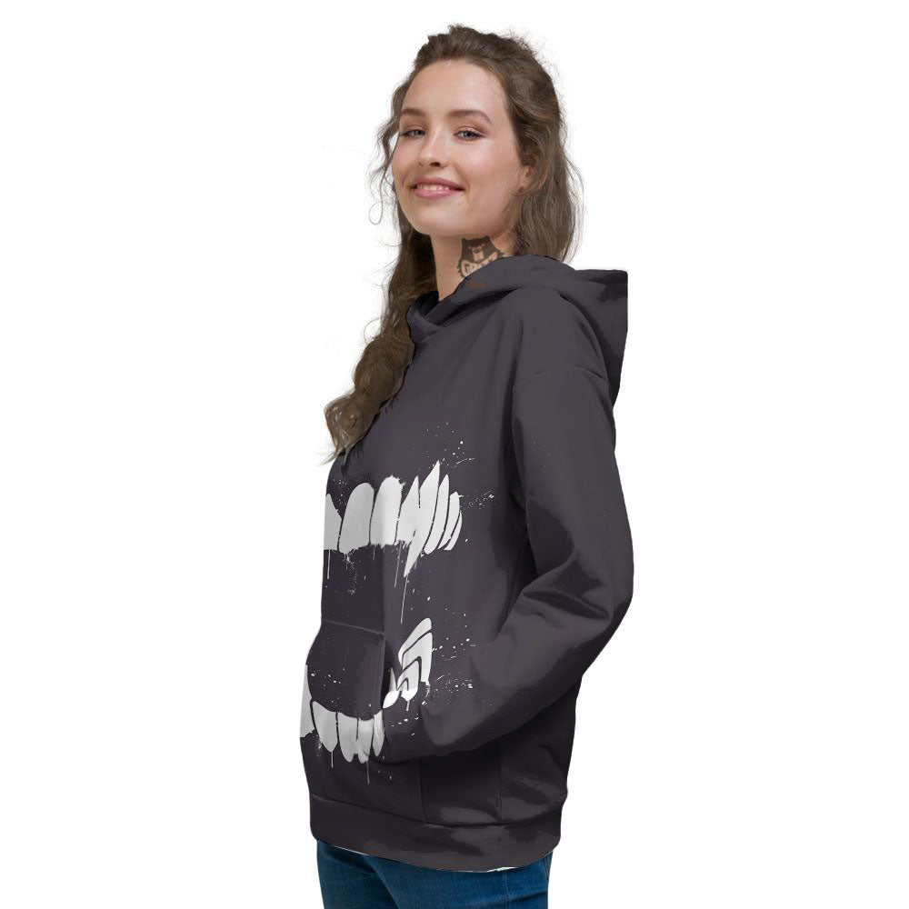 Dracula Fang Print Women's Hoodie-grizzshop