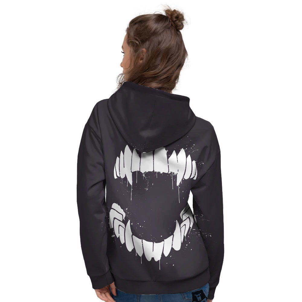 Dracula Fang Print Women's Hoodie-grizzshop