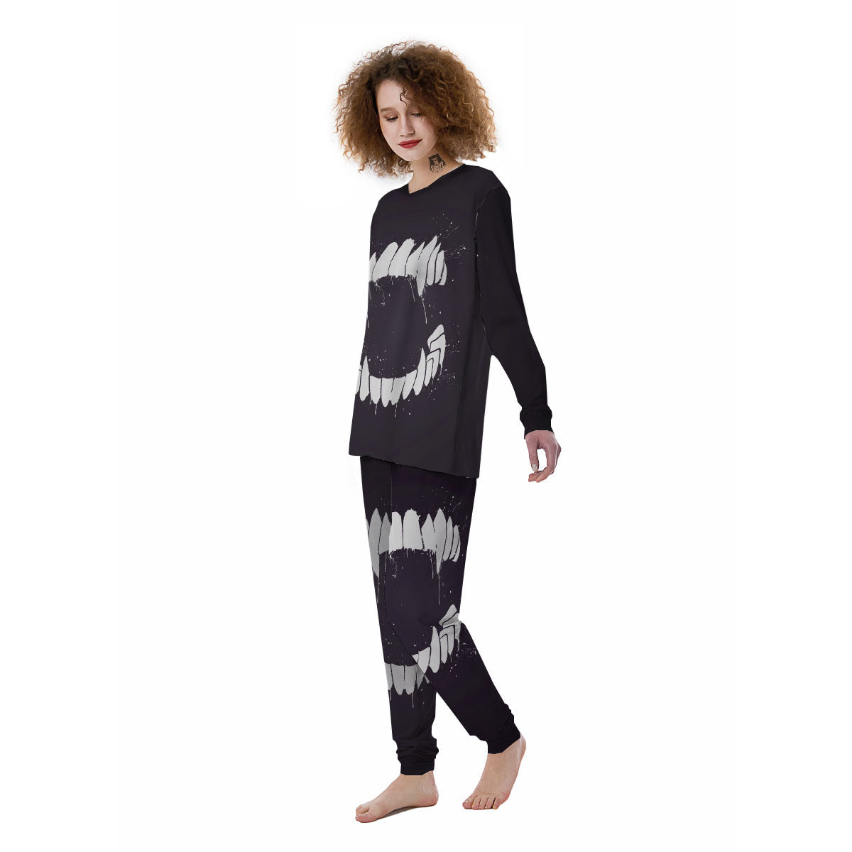 Dracula Fang Print Women's Pajamas-grizzshop