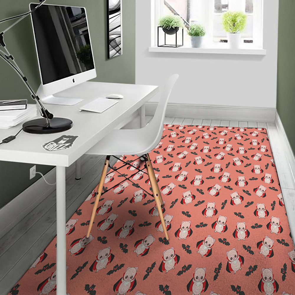Dracula Pig Print Pattern Floor Mat-grizzshop