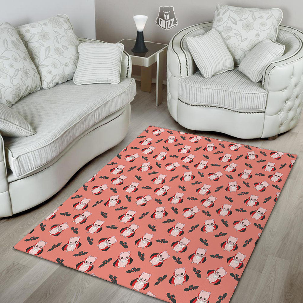 Dracula Pig Print Pattern Floor Mat-grizzshop