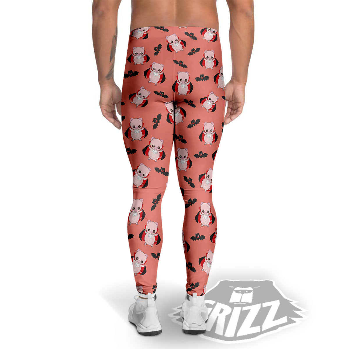 Dracula Pig Print Pattern Men's Leggings-grizzshop