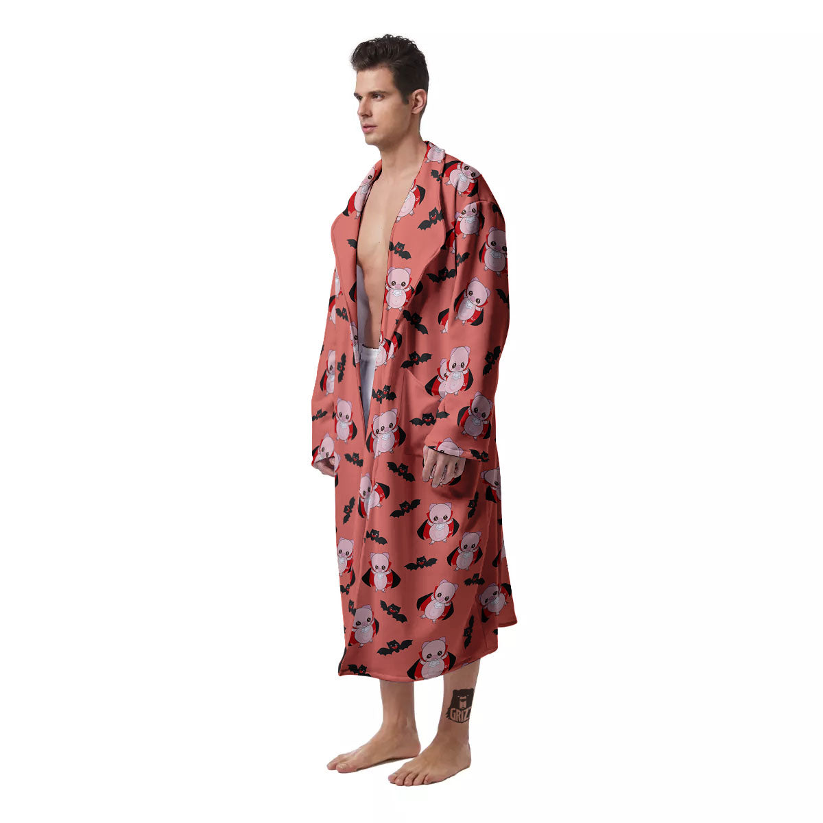 Dracula Pig Print Pattern Men's Robe-grizzshop