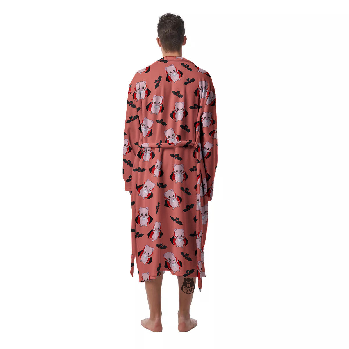Dracula Pig Print Pattern Men's Robe-grizzshop