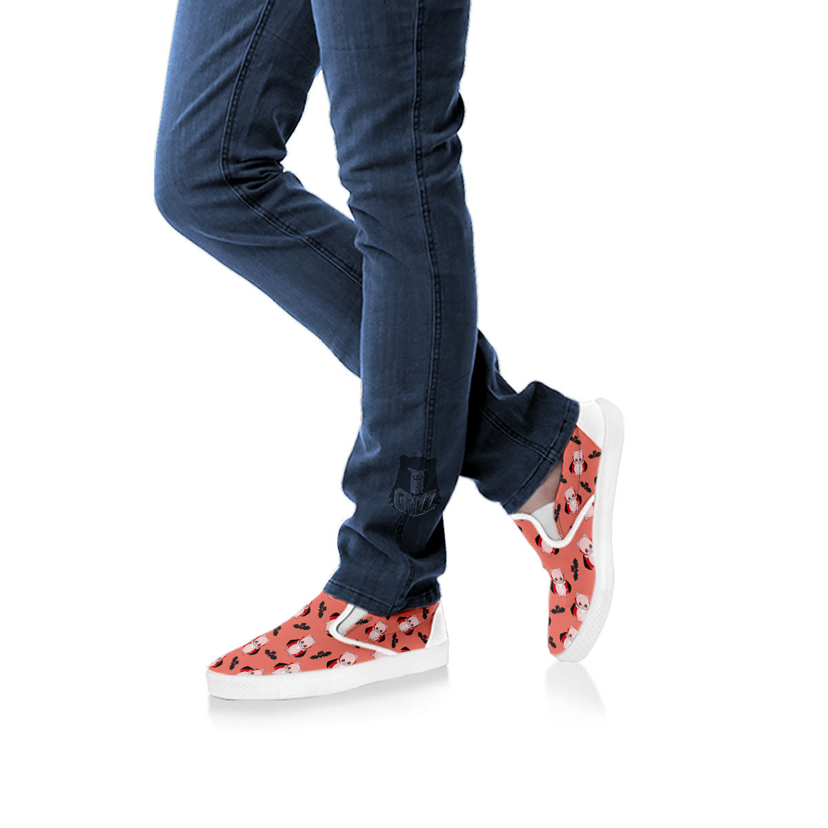 Dracula Pig Print Pattern White Slip On Shoes-grizzshop