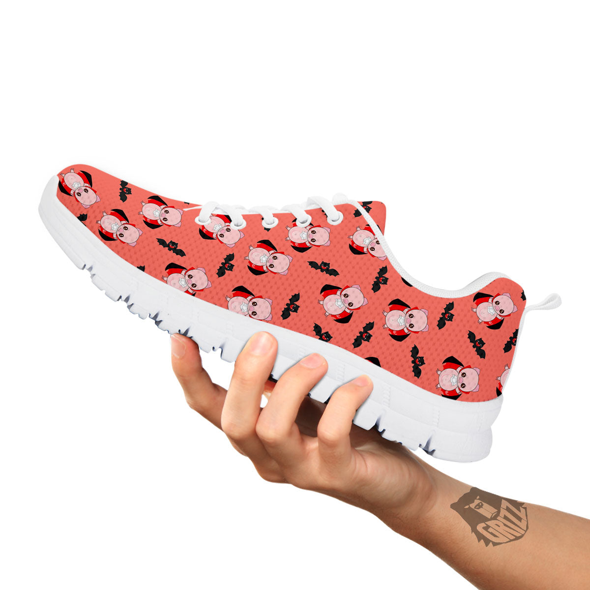 Dracula Pig Print Pattern White Sneaker-grizzshop