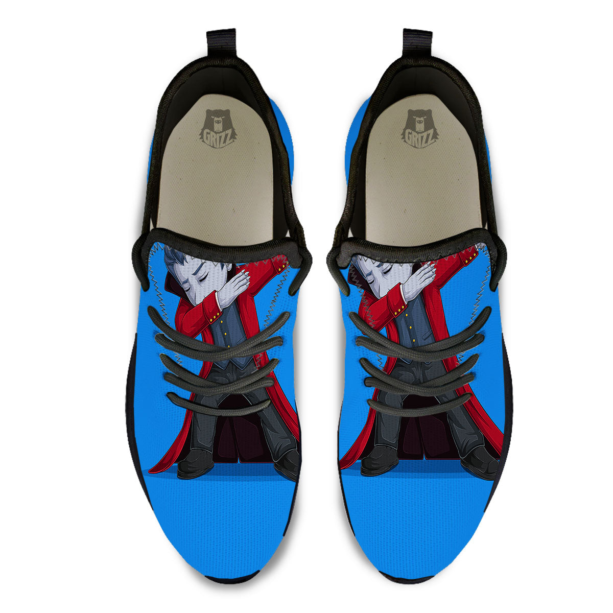 Dracula Vampire Dap Print Black Athletic Shoes-grizzshop