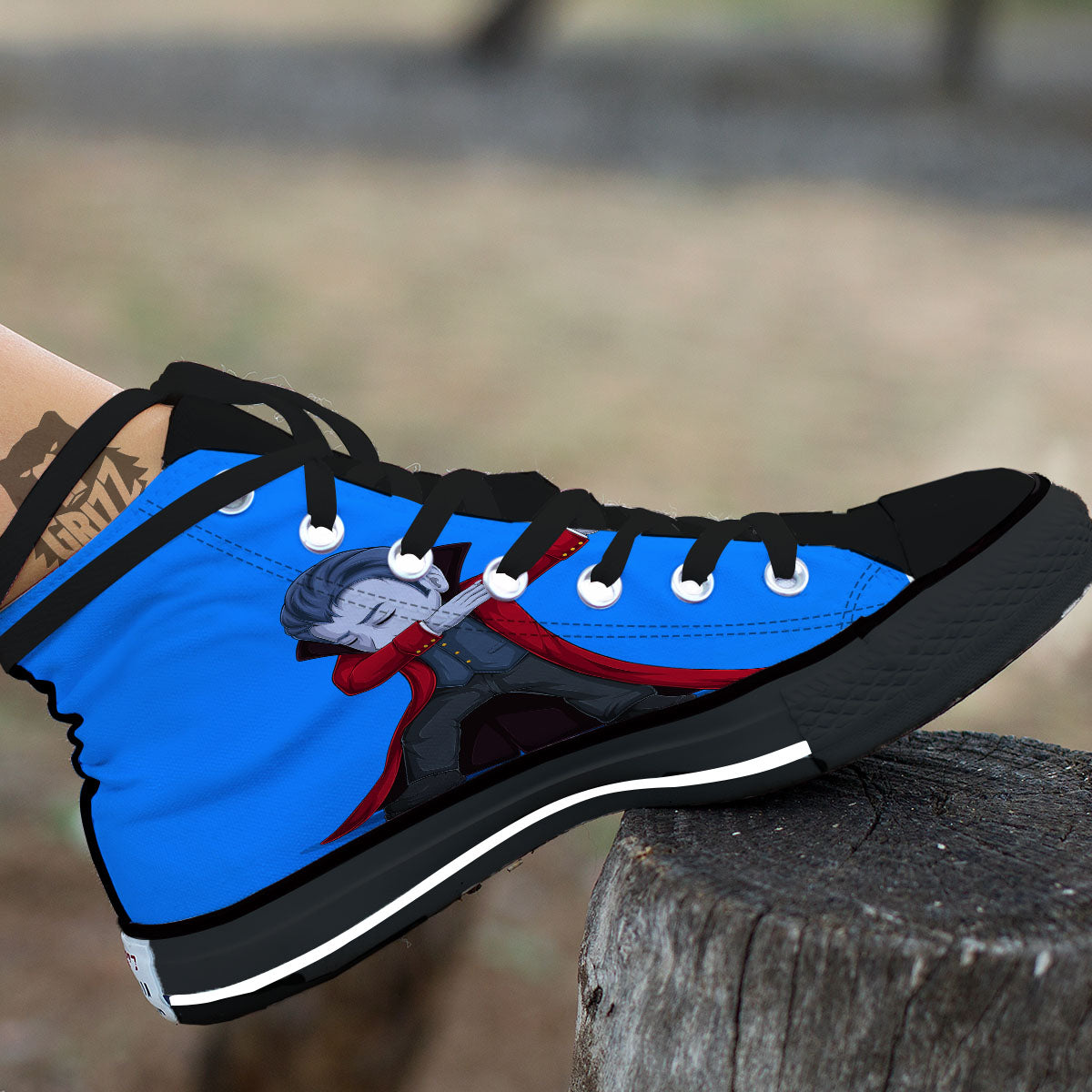 Dracula Vampire Dap Print Black High Top Shoes-grizzshop