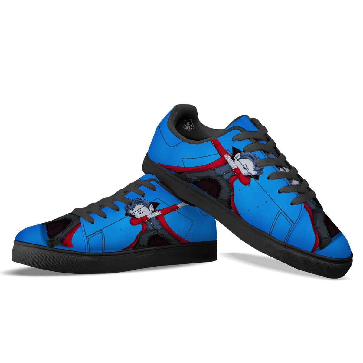 Dracula Vampire Dap Print Black Low Top Sneakers-grizzshop