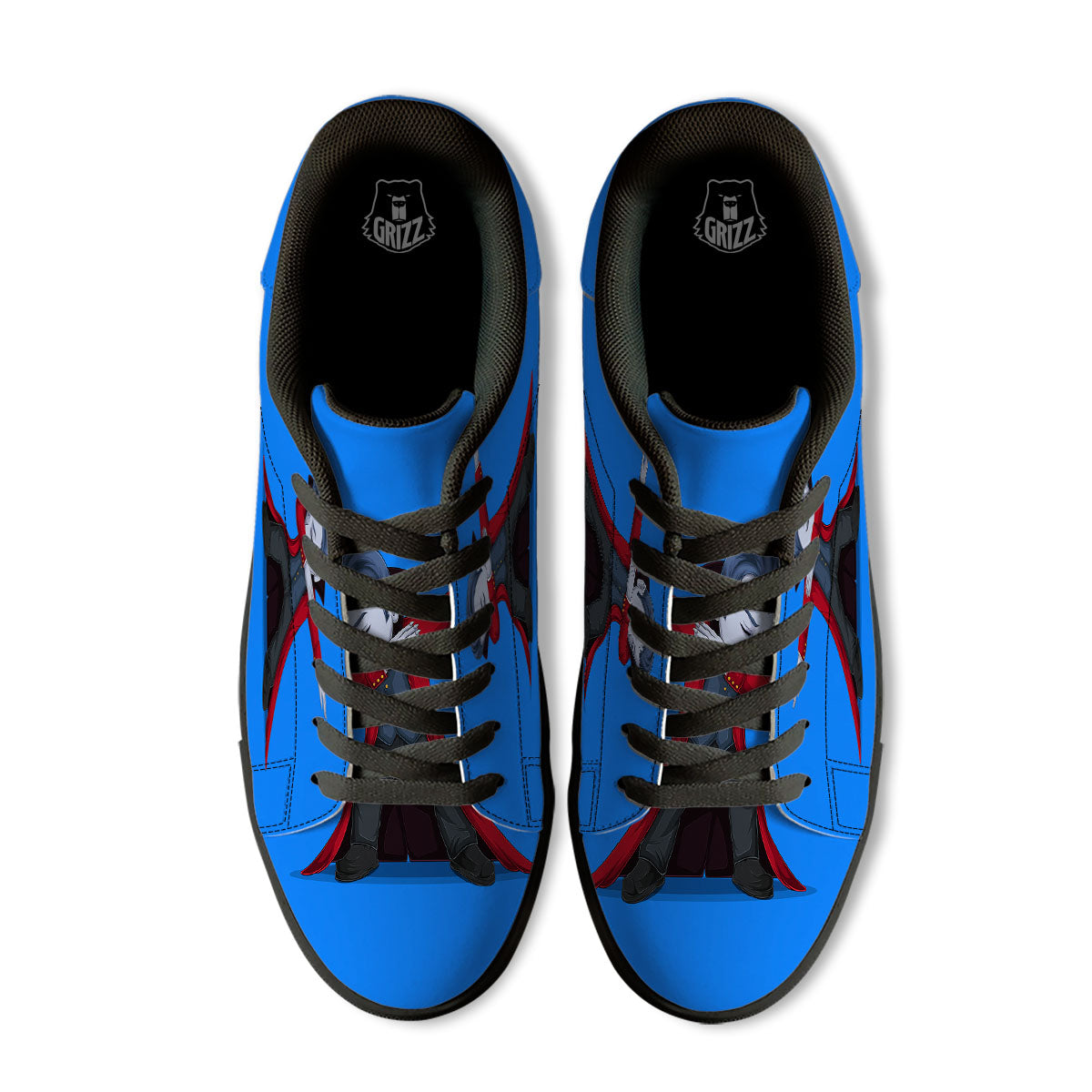 Dracula Vampire Dap Print Black Low Top Sneakers-grizzshop
