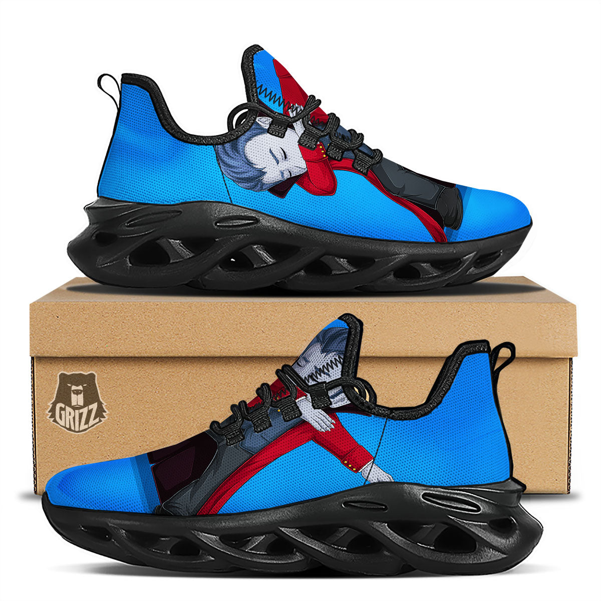 Dracula Vampire Dap Print Black Running Shoes-grizzshop