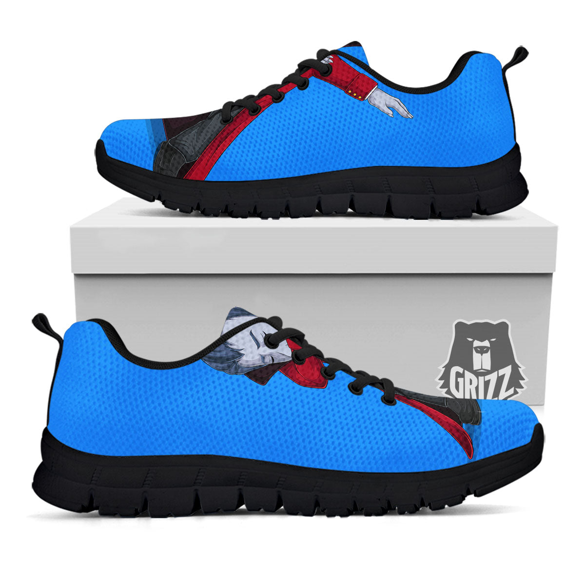 Dracula Vampire Dap Print Black Sneaker-grizzshop