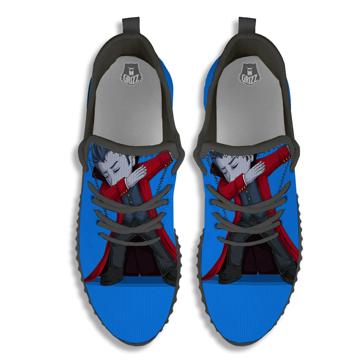 Dracula Vampire Dap Print Black Walking Shoes-grizzshop