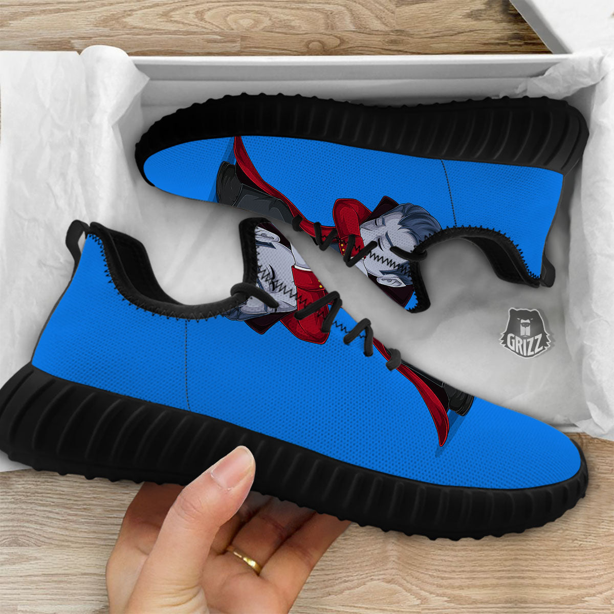 Dracula Vampire Dap Print Black Walking Shoes-grizzshop