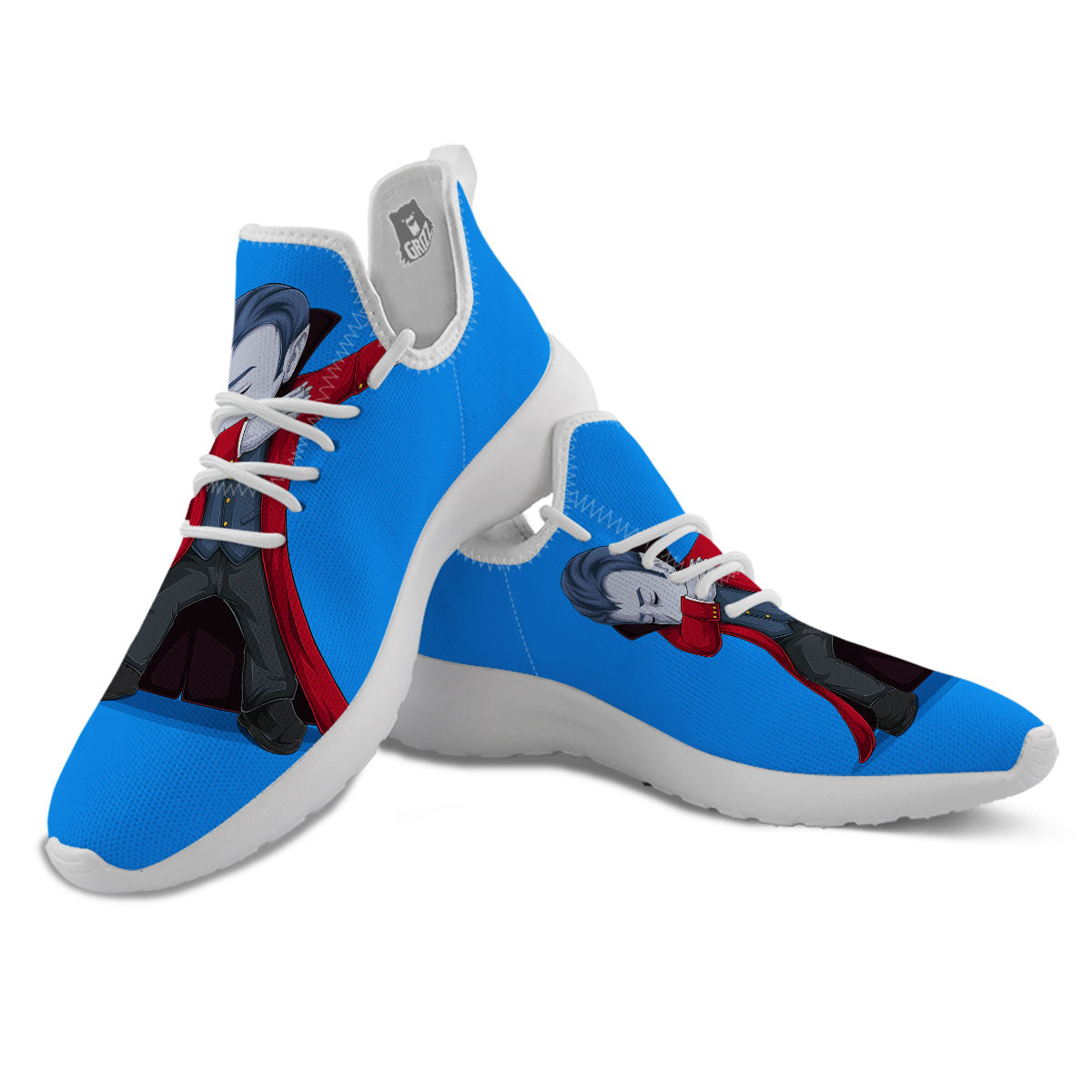 Dracula Vampire Dap Print White Athletic Shoes-grizzshop