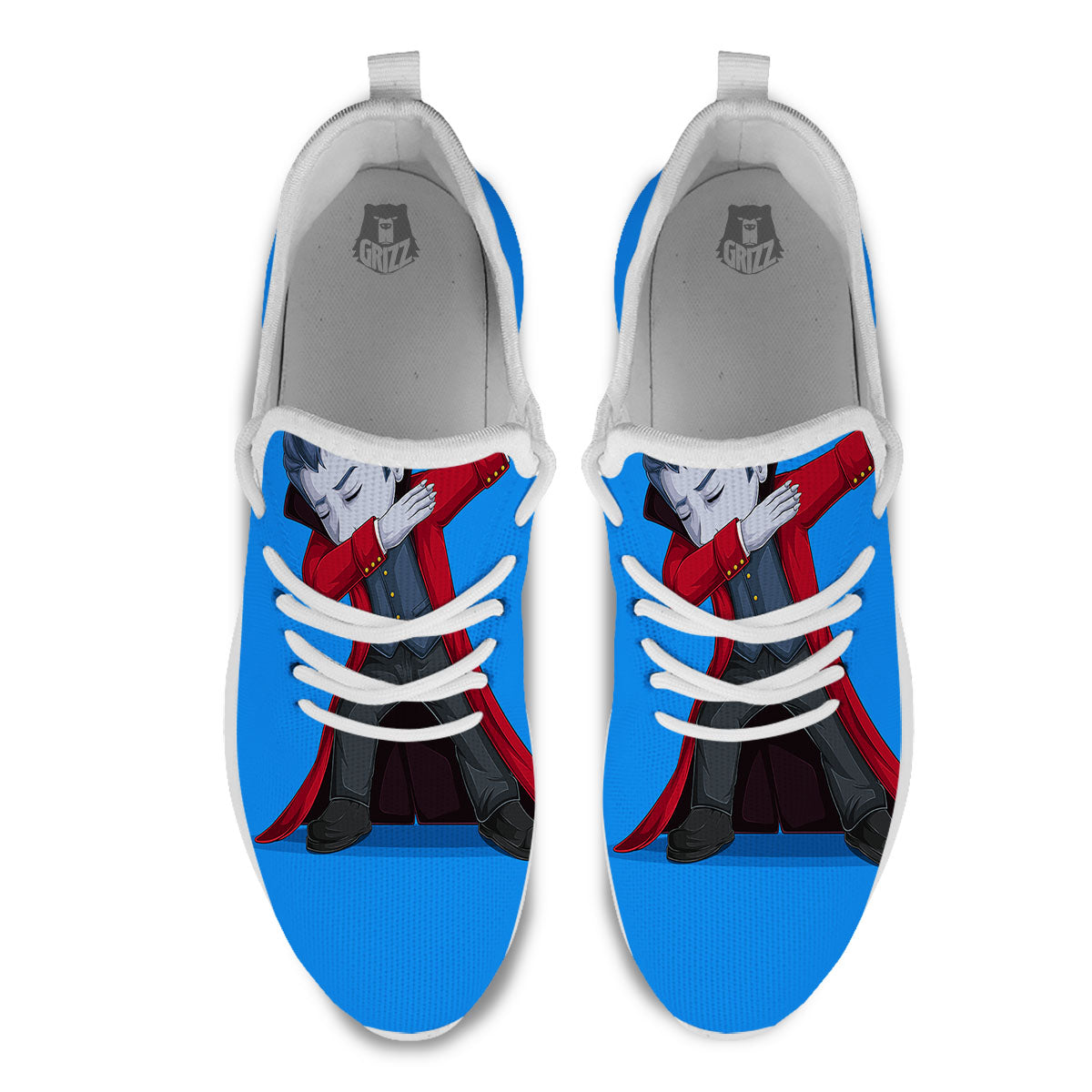 Dracula Vampire Dap Print White Athletic Shoes-grizzshop
