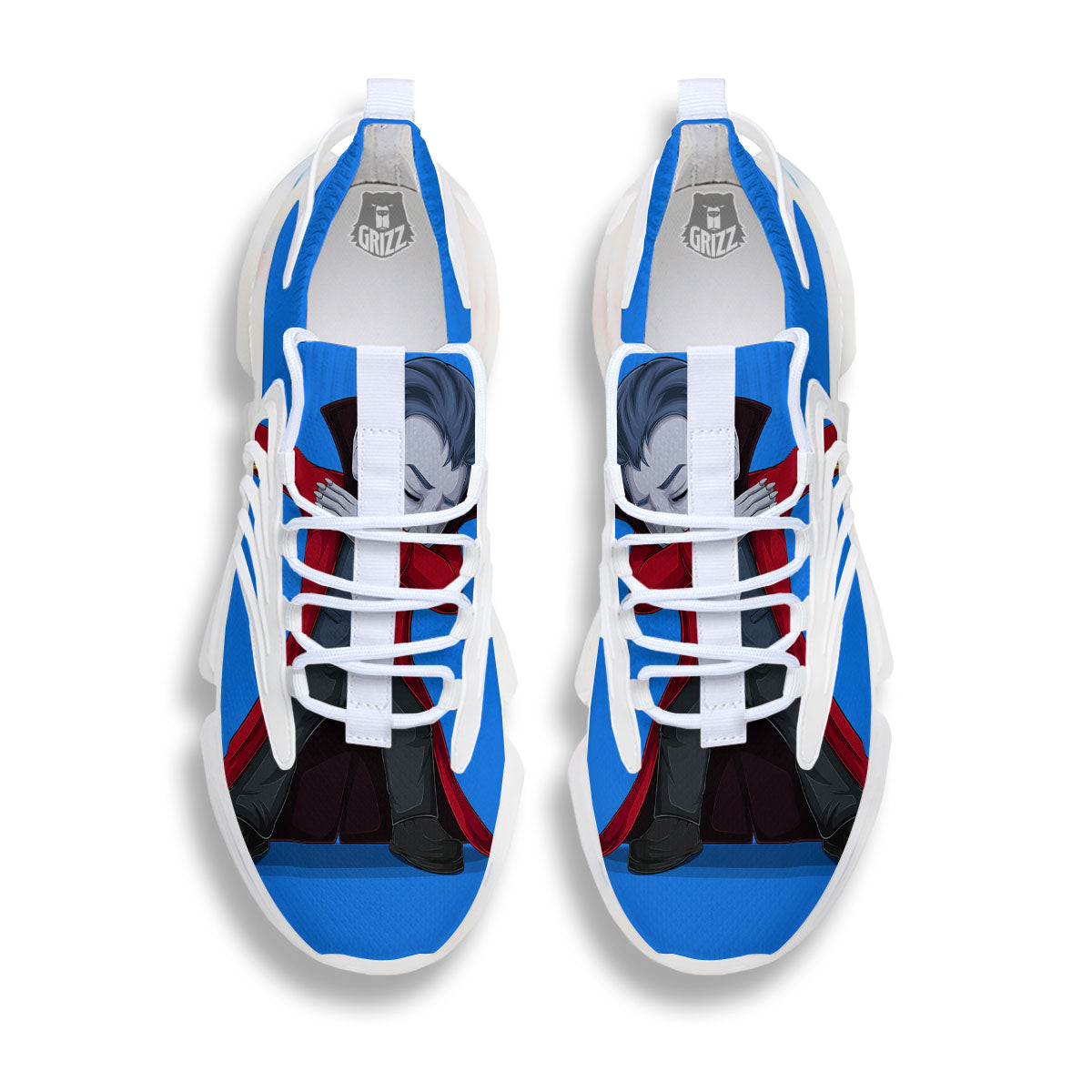 Dracula Vampire Dap Print White Gym Shoes-grizzshop