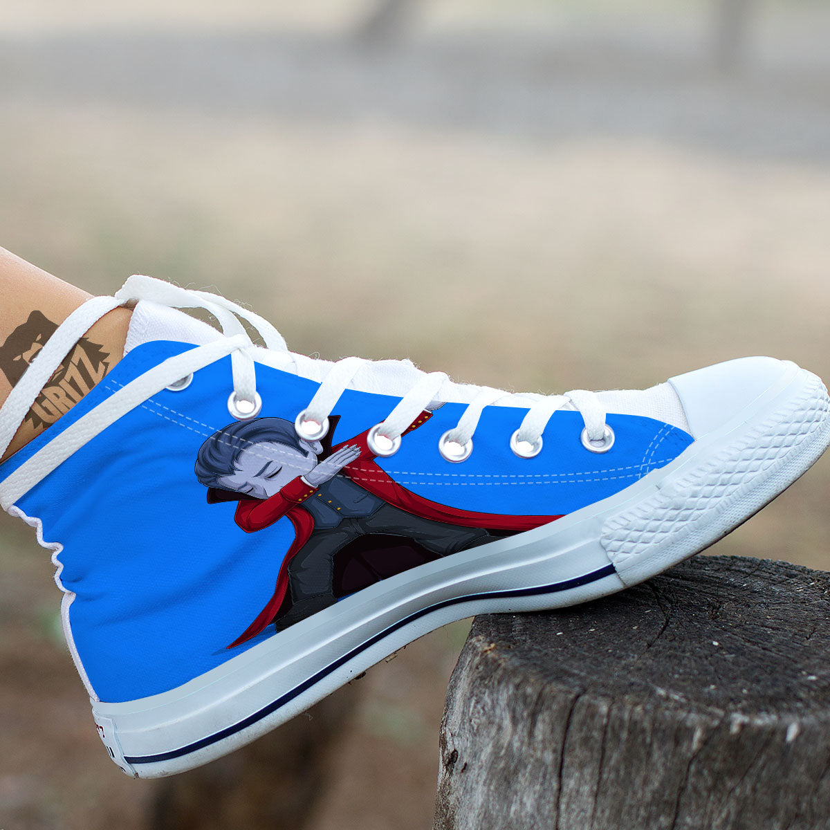Dracula Vampire Dap Print White High Top Shoes-grizzshop