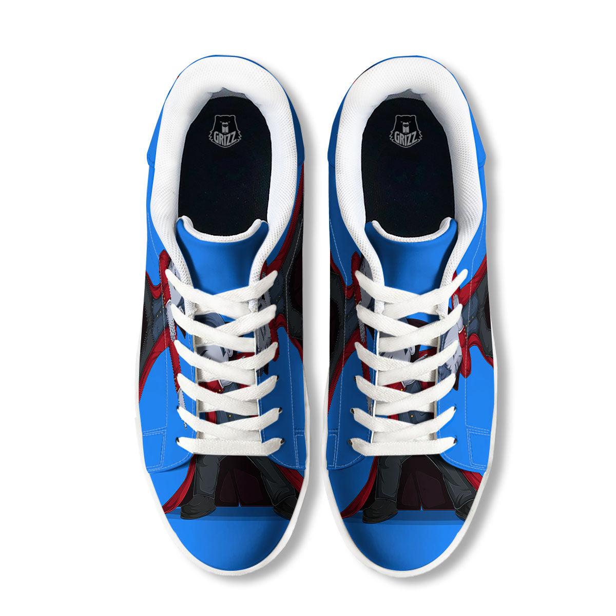 Dracula Vampire Dap Print White Low Top Sneakers-grizzshop