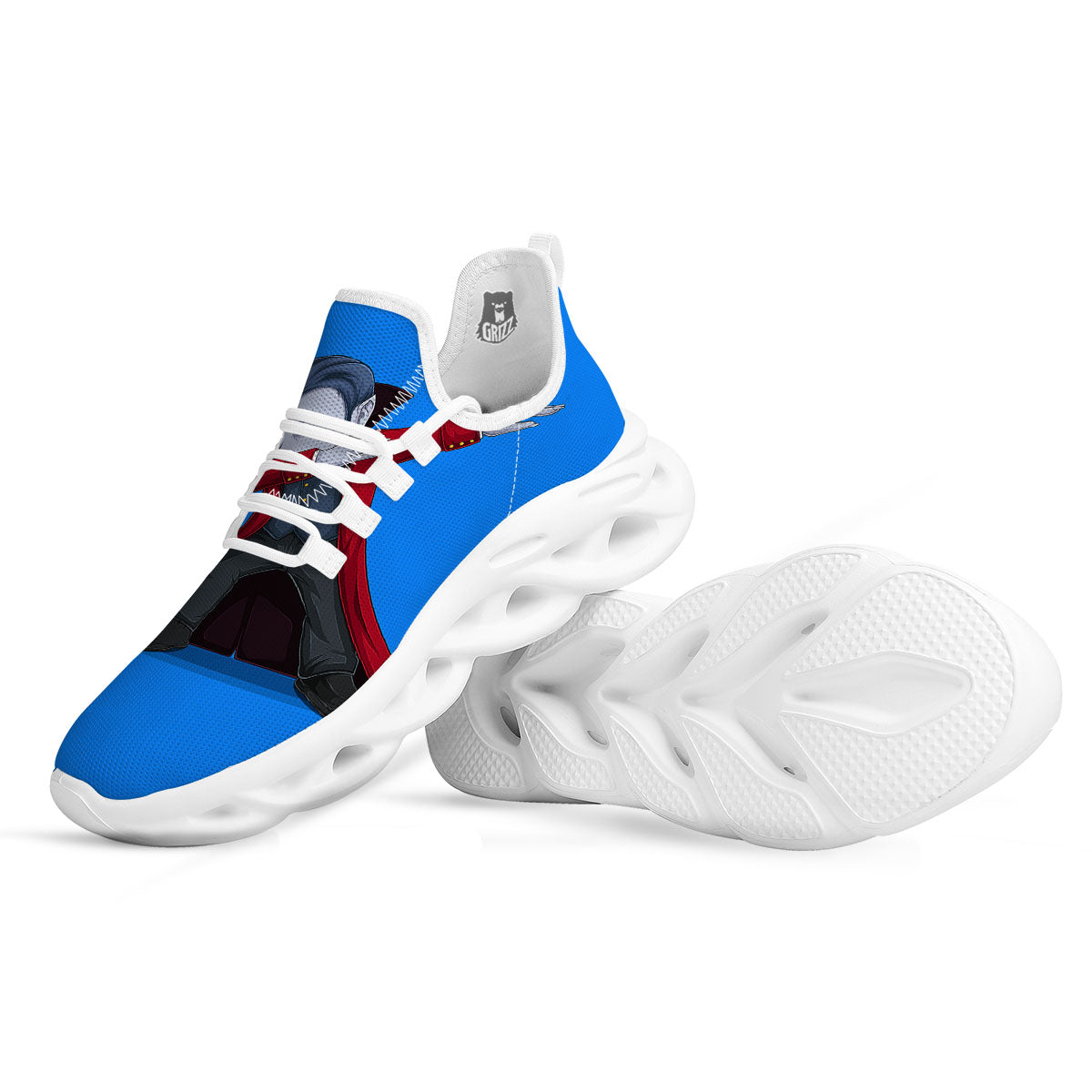 Dracula Vampire Dap Print White Running Shoes-grizzshop