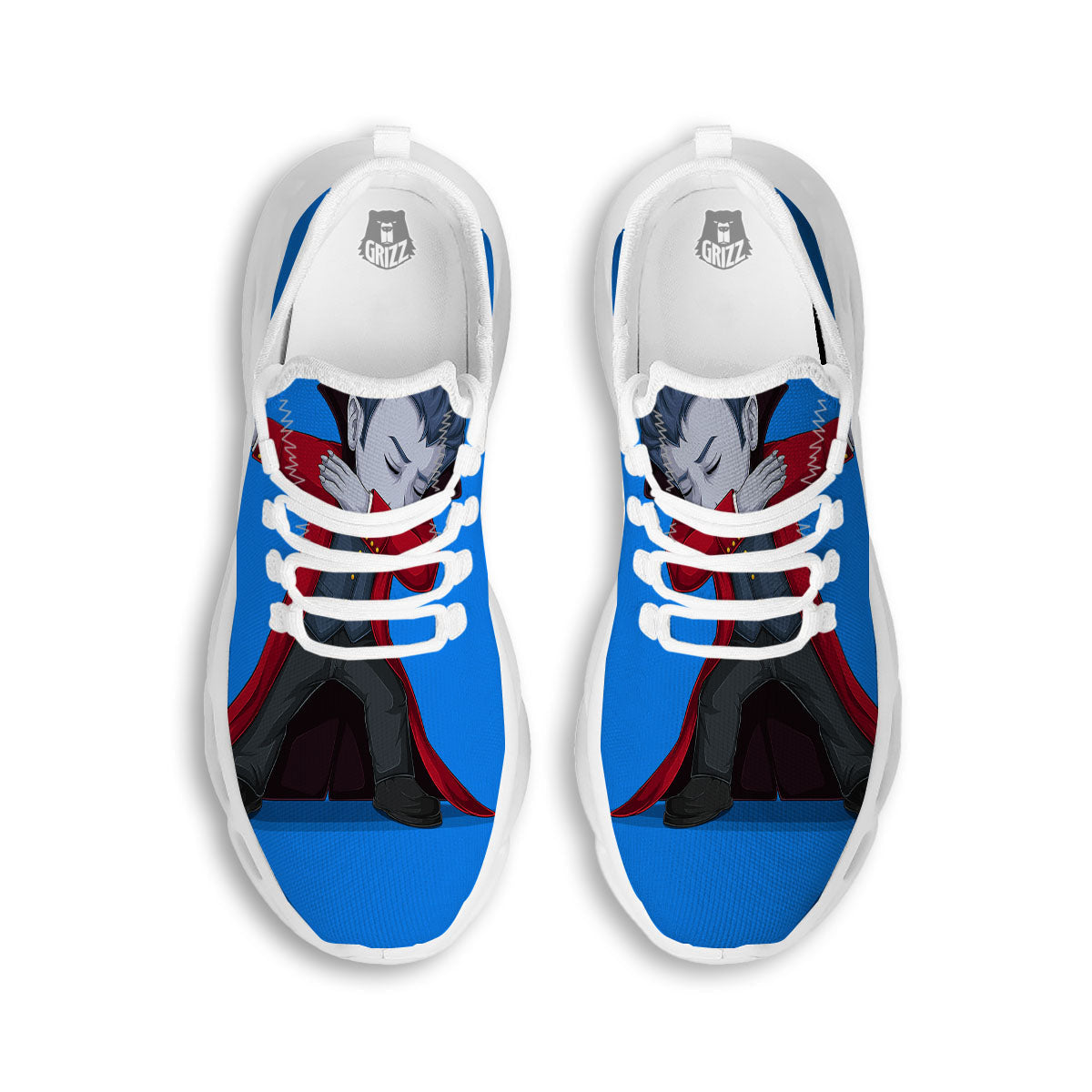 Dracula Vampire Dap Print White Running Shoes-grizzshop