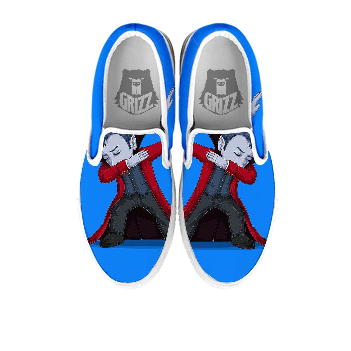 Dracula Vampire Dap Print White Slip On Shoes-grizzshop